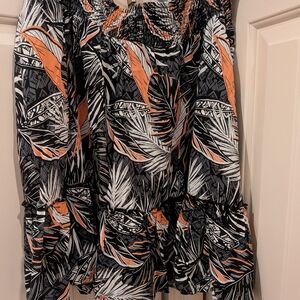 Torrid Black and Orange Leaf Print Mini Skirt